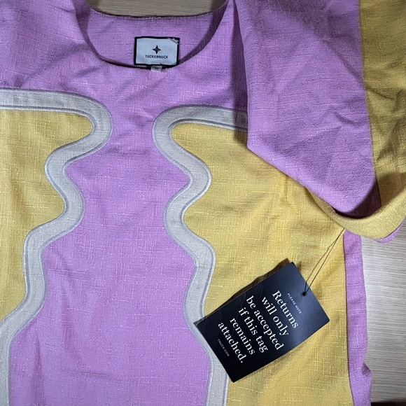 Tuckernuck Pop of Peony Maxine Top Pink / Yellow Sz Medium - Picture 4 of 10